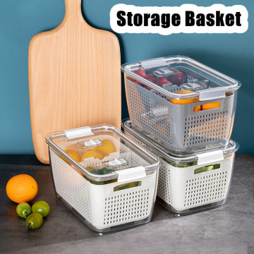 Fresh Produce Storage Containers Fridge Drip Basket Produce Saver Refrigerator Vegetable Fruit Storage Basket Set Kitchen Tools