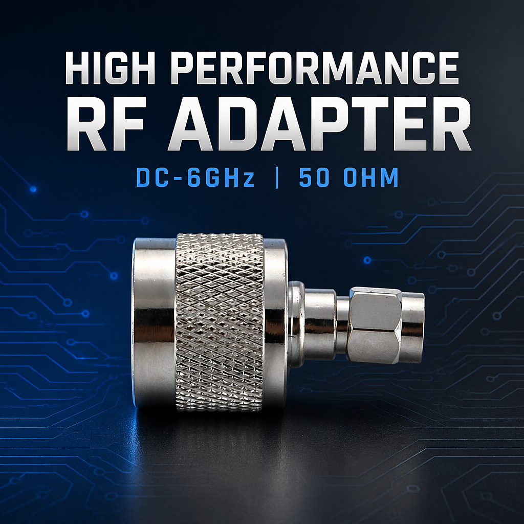 N Male to SMA Female RF adapter dimensions for telecom and wireless communication applications