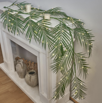 Battery Operated LED Palm Garland Lights with Timer for Spring Wedding Home Decor