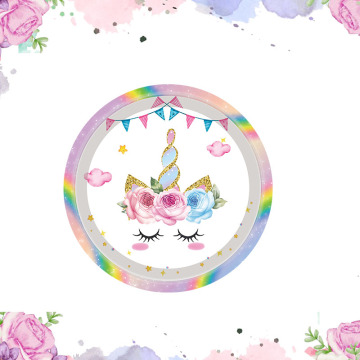 Unicorn Theme Party Supplies: Hot Sale Luxury Unicorn Paper Plates & Tableware for Birthday Favors