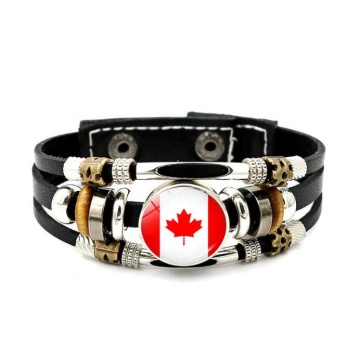 Canada cờ vòng tay vòng tay retro và dây đeo bằng da