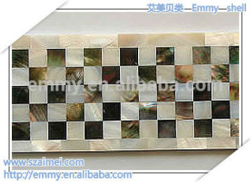 mother of pearl shell mosaic tile wall waist line