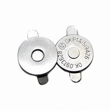Magnetic snaps for bags/garments/shoes with nickel finishing