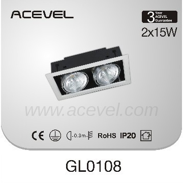 2*15w LED COB Recessed Grill Light, CE&ROHS Approved