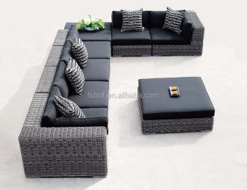 AA2009 High-End Wholesale Outdoor Garden Furniture - Cane Corner Sofa with Cushion