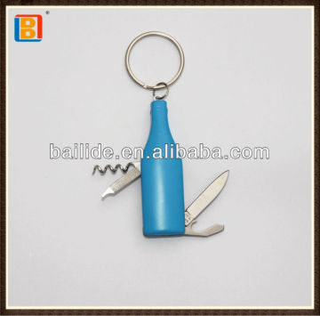Cuty Practical 4 In 1 Blue Bottle Shape Multipurpose Knife With Key Ring