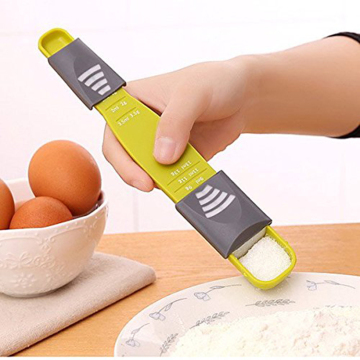 Green ABS Double End Eight Stalls Adjustable Measuring Spoons for Kitchen