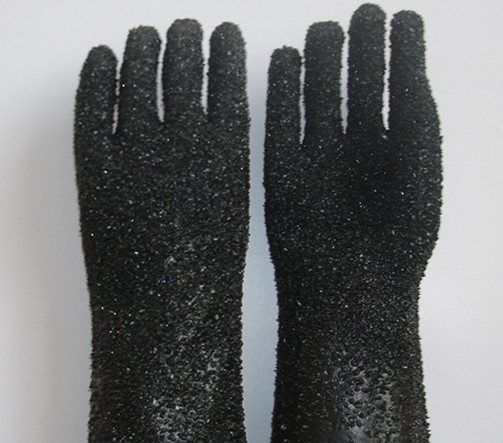 Guantes negros con forro de algodón granulado 27cm