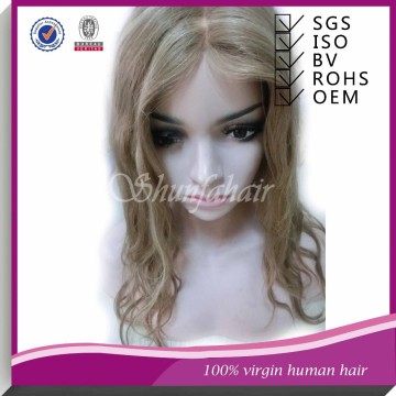 blonde human hair wigs, middle part mono wigs,european hair wigs