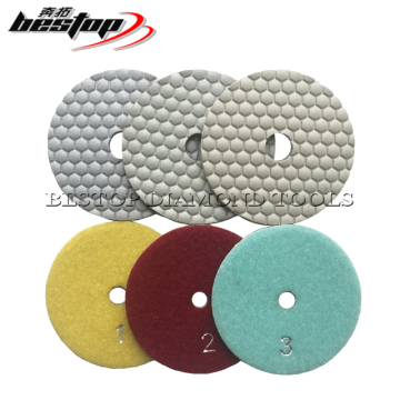 4 Inch Honeycomb Dry 3 Step White Bond Polishing Pad