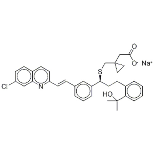 Nome: Acido ciclopropanoacetico, 1 - [[[(1S) -1- [3 - [(1E) -2- (7-cloro-2- quinolinil) etenil] fenil] -3- [2- (1-hidroxi-1 -metiletil) fenil] propil] tio] metil] -, sal de sódio (1: 1) CAS 190078-45-6