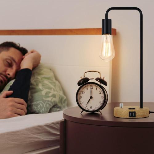 Edison Table Lamp with USB Ports & Outlet