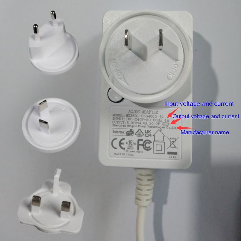 interchangeable plugs power adapter