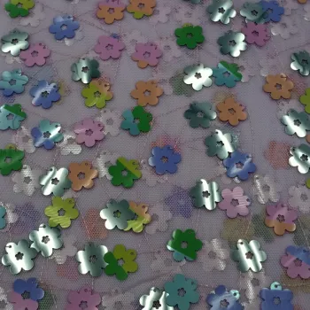 Colorful daisy sequins embroidery
