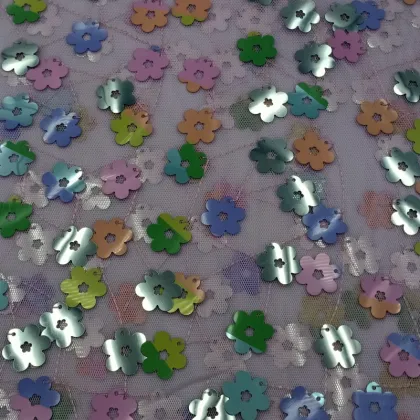 Colorful daisy sequins embroidery