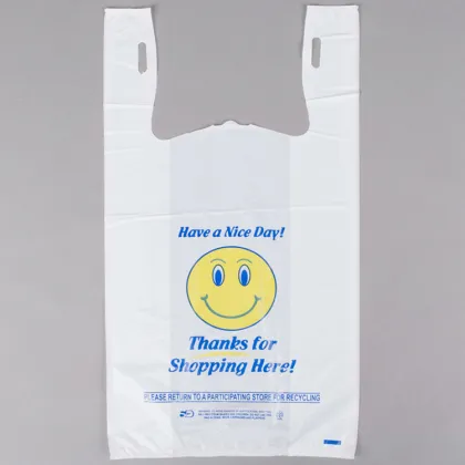 OEM Logo Printed White Plastic Vest Shopping Bag