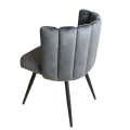 Silla de comedor moderna de terciopelo con diseño de respaldo único