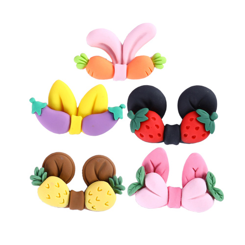 50 pièces dessin animé Fruits oreille dos plat résine Cabochon Kawaii cheveux arcs accessoires ajustement coque de téléphone décor bricolage Scrapbooking Anime artisanat