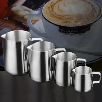 Stainless Steel Pitcher Coffee Pitcher Milk Frothing Jug Pull Flower Cup Cappuccino Milk Pot Espresso Cup Latte Art Milk Frother