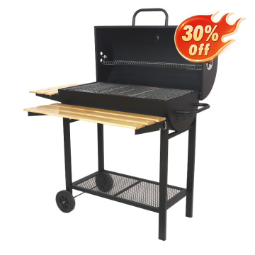 Barbecue extérieure facilement nettoyée Fumeur grillon de barbecue de charbon de bois avec table d'appoint en bois