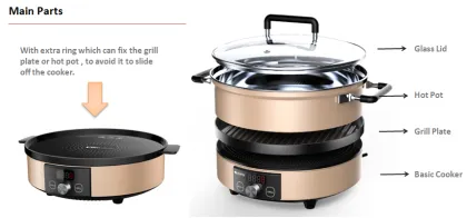 Electric Barbecue Grill Cooker With Pot And Grill