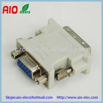 gray nickel plated DVI male plug to VGA D-Sub female jack adaptor connector for projector