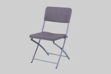 Plastic rattan chair with metal legs