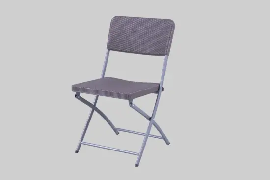 Plastic rattan chair with metal legs