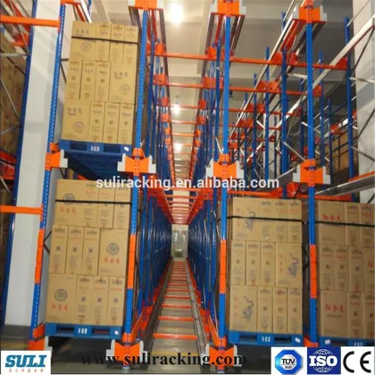 Radio shuttle racking for industrial warehouse storage