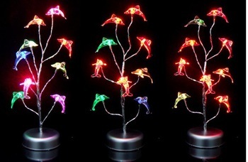 Magicaf style crystal dolphin led tree light usb silver base small night light minstrelsy