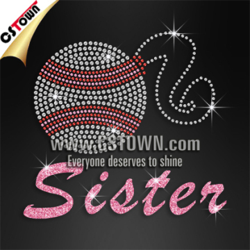 Baseball Sister Girl's Clothing Hot fix Heat Press Rhinestones