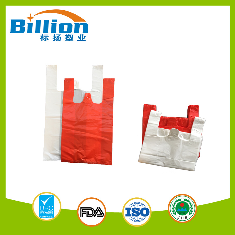 HDPE LDPE Cheap Polythene Plastic Grocery Amazon Biodegradable T-Shirt Bags on Roll