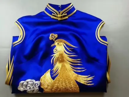 Hand Embroidery Phoenix  Peony Slim Women's Dress