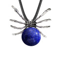 Lapis Lazuli 16MM Ball Antique Silver Spider Pendant (47x40mm) for DIY Making Jewelry