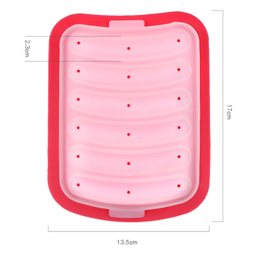 Custom 6-holte handgemaakte hotdogs siliconen worst mal