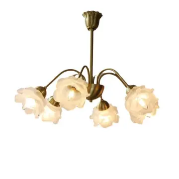 Modern Roses Chandelier: Copper and White Glass Dining Room Lighting Fixture for Living Rooms and Bedrooms