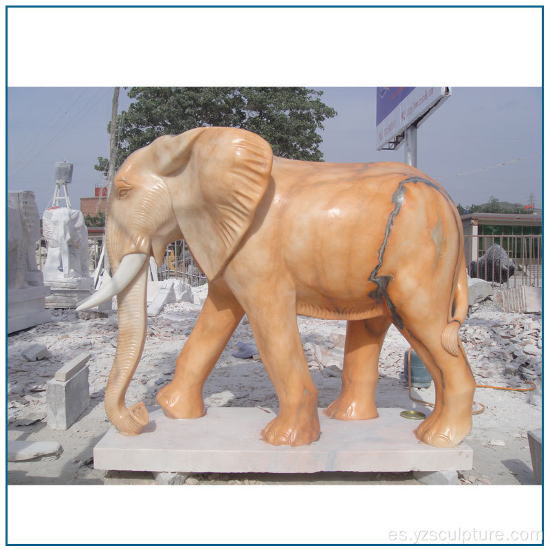 Decoración de jardín Piedra de mármol Estatuas de elefantes animales
