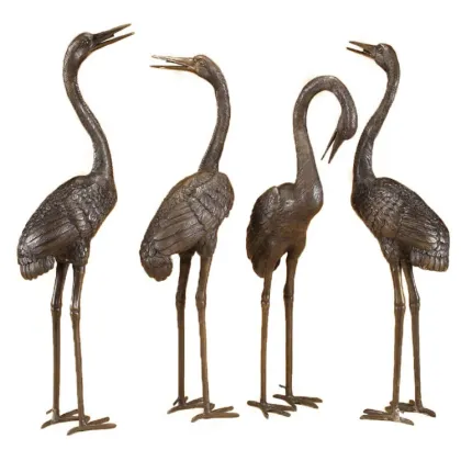 metal life size brass crane sculpture