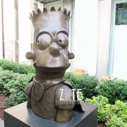 Outdoor Cartoon Metal Bronze Simpson Bust Statue