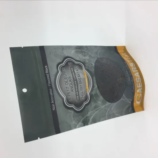 OEM custom printed ziplock tea packaging bag with window