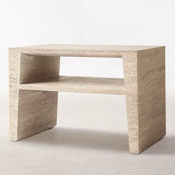 Natural Polished Beige Travertine Low Table