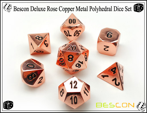 Bescon Deluxe Rose Copper Metal Polyhedral Dice Set-4