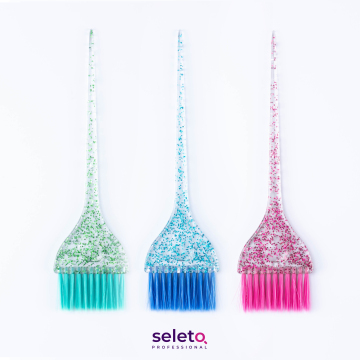 Pink Salon Lace Custom Mix Color Hair Dye Brush with Widened Soft Bristles