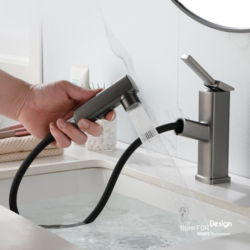 hot cold gun grey pull out basin faucet