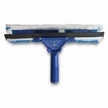 Window Squeegee with Microfiber Scrubber and Metal Handle, Overall Length of 140cm