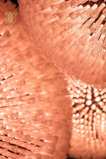 Modern colored sparkly pink glass chandelier