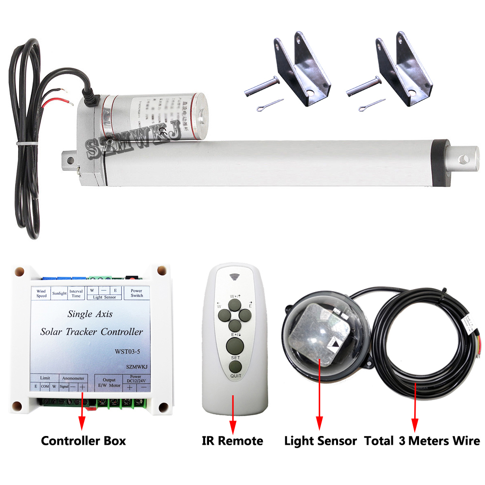 DHL Free Shipping- Complete 1KW Sunlight Track Solar Tracker Electronic Single Axis Solar Tracking System & 10" Linear Actuator