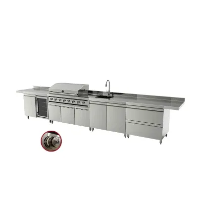 Commercial BBQ Gas Grill Kitchen Cabinet with Sink