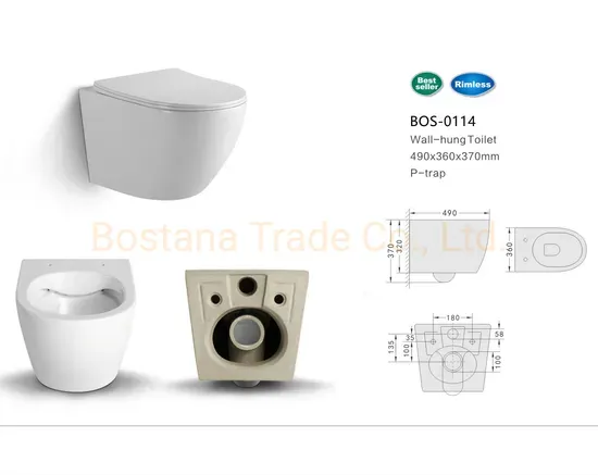 Watermark Bathroom Ceramic Sanitary Ware Round Wall Hung WC Toilet Set