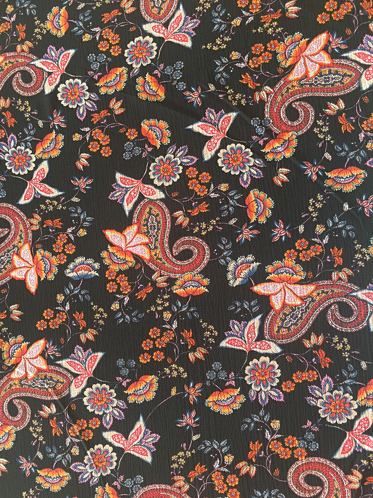 Paisley Design Polyester Bubble Crepe Printing Fabric